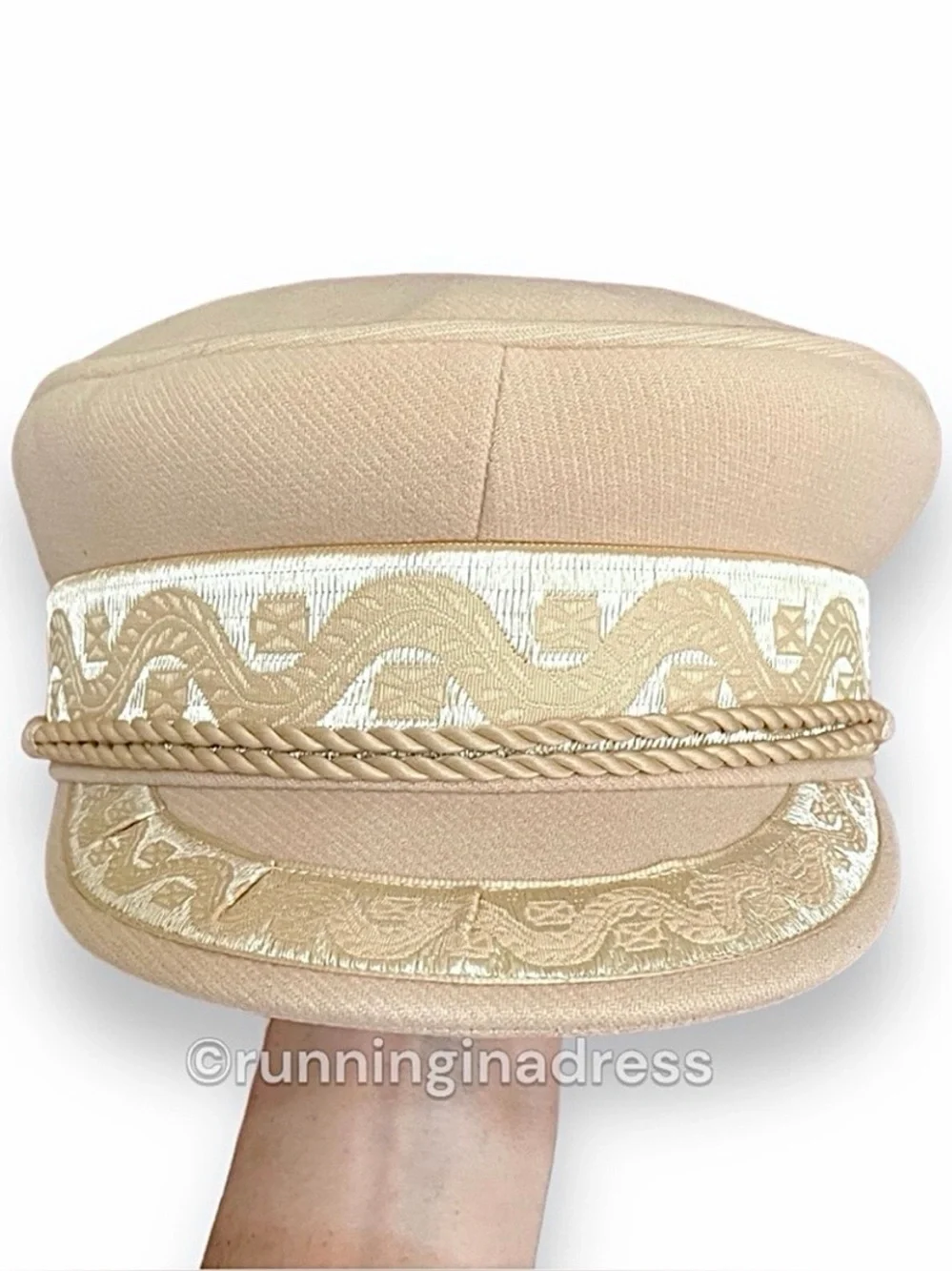NWT Lack of Color Riviera Cap Cream Gold Anchor Button Baker Boy Hat M 57cm